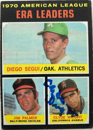 Clyde Wright Signed 1971 Topps ERA Leaders Baseball Card - California Angels
