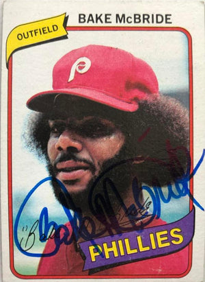 Bake McBride Signed 1980 Topps Burger King Baseball Card - Philadelphia Phillies