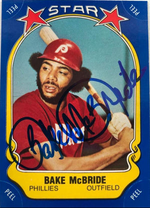 Bake McBride Signed 1981 Fleer Star Stickers Baseball Card - Philadelphia Phillies