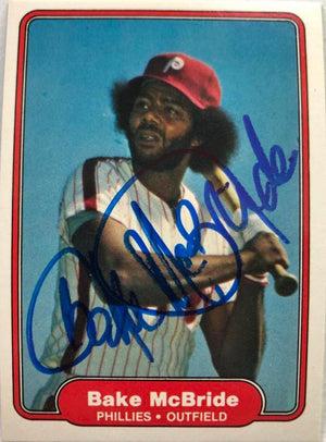 Bake McBride Signed 1982 Fleer Baseball Card - Philadelphia Phillies