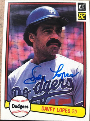 Davey Lopes Signed 1982 Donruss Baseball Card - Los Angeles Dodgers
