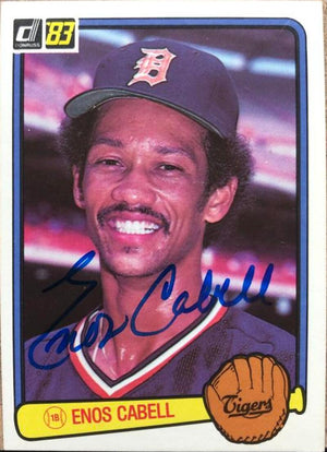 Enos Cabell Signed 1983 Donruss Baseball Card - Detroit Tigers