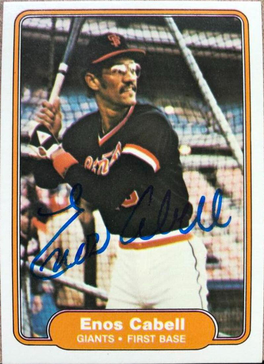 Enos Cabell Signed 1982 Fleer Baseball Card - San Francisco Giants