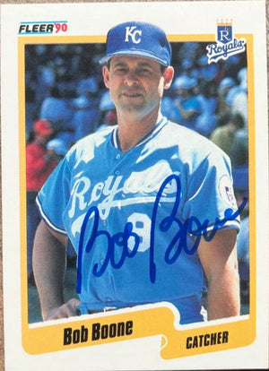 Bob Boone Signed 1990 Fleer Baseball Card - Kansas City Royals