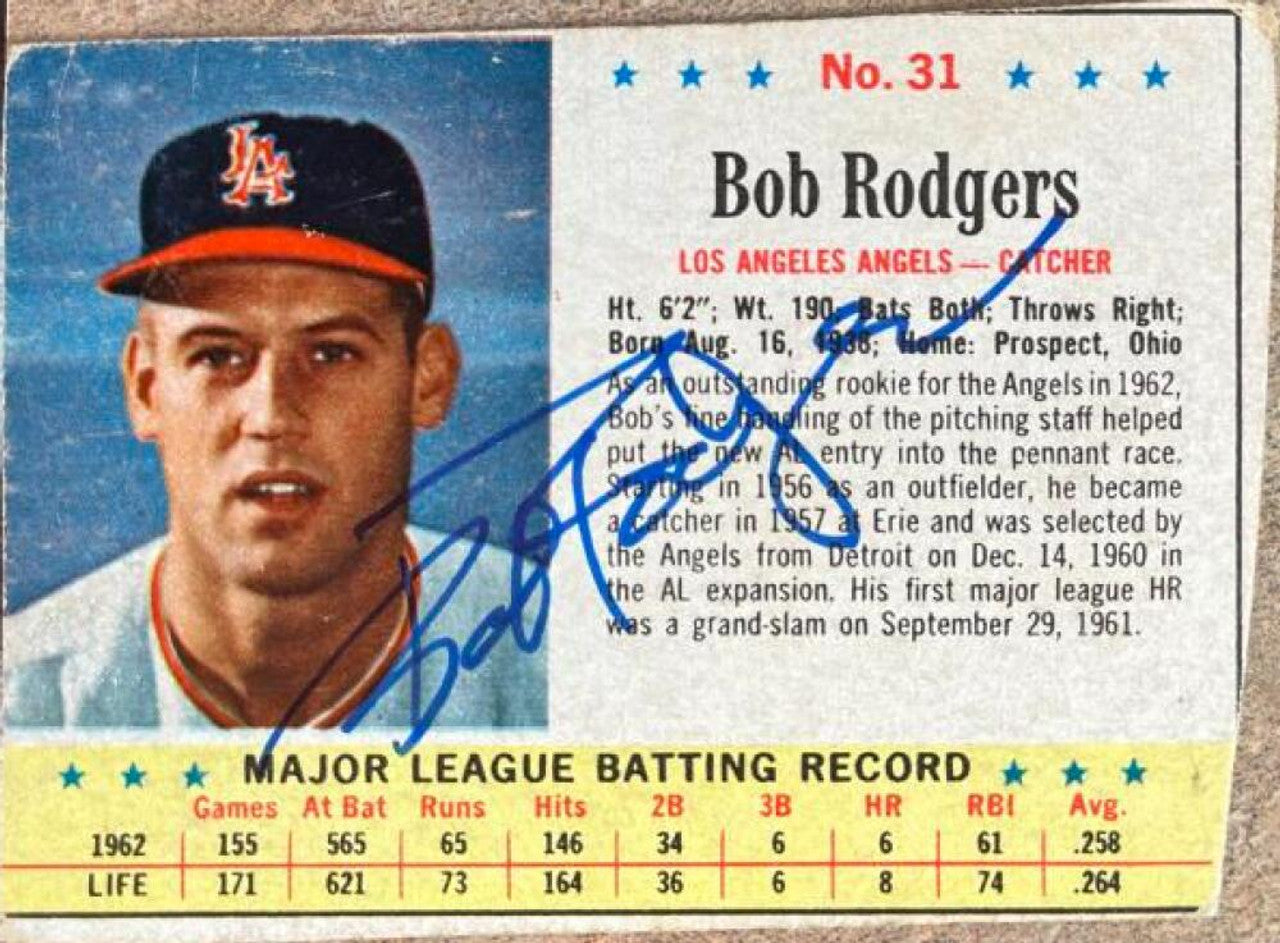 Bob "Buck" Rodgers Signed 1963 Post Cereal Baseball Card - Los Angeles Angels