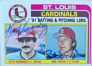 Keith Hernandez & Bob Forsch Dual Signed 1982 Topps Baseball Card - St Louis Cardinals