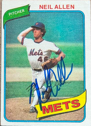 Neil Allen Signed 1980 Topps Baseball Card - New York Mets