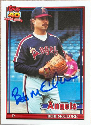 Bob McClure Signed 1991 Topps Tiffany Baseball Card - California Angels