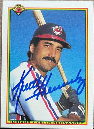 Keith Hernandez Signed 1990 Bowman Baseball Card - Cleveland Indians