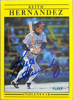 Keith Hernandez Signed 1991 Fleer Baseball Card - Cleveland Indians