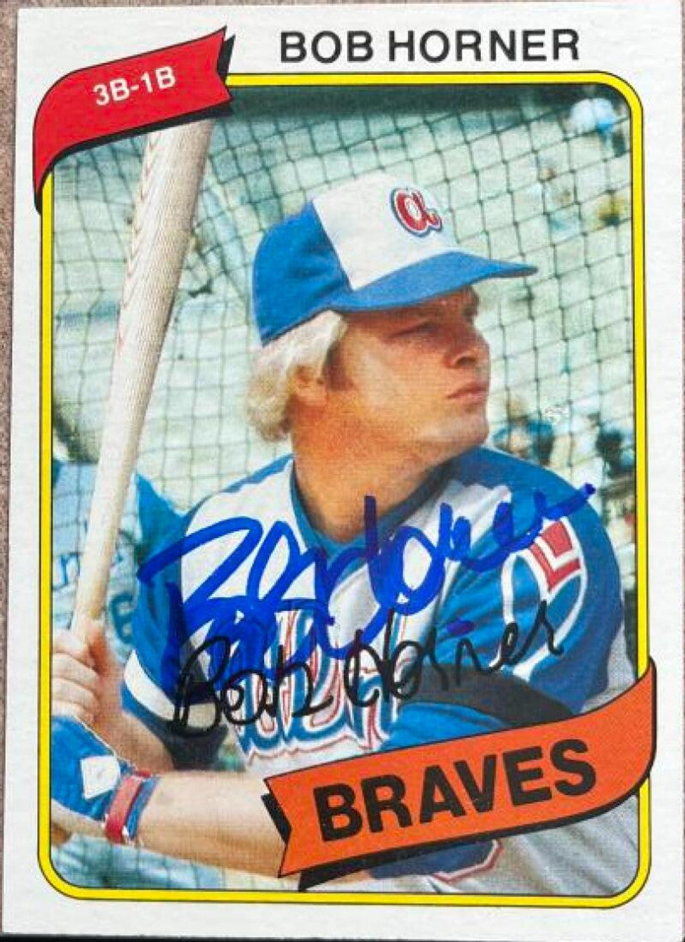 Bob Horner Signed 1980 Topps Baseball Card - Atlanta Braves