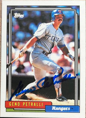 Geno Petralli Signed 1992 Topps Baseball Card - Texas Rangers