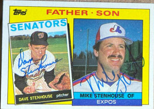 Dave & Mike Stenhouse Dual Signed 1985 Topps Baseball Card - Father & Son