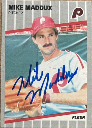 Mike Maddux Signed 1989 Fleer Baseball Card - Philadelphia Phillies