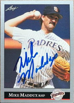 Mike Maddux Signed 1992 Leaf Baseball Card - San Diego Padres