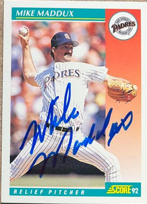 Mike Maddux Signed 1992 Score Baseball Card - San Diego Padres