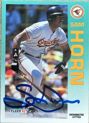 Sam Horn Signed 1992 Fleer Baseball Card - Baltimore Orioles