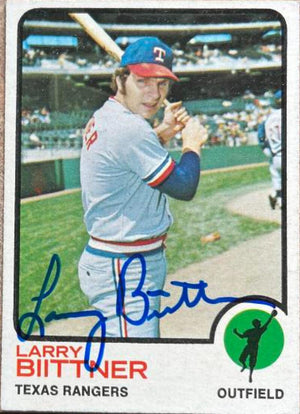 Larry Biittner Signed 1973 Topps Baseball Card - Texas Rangers