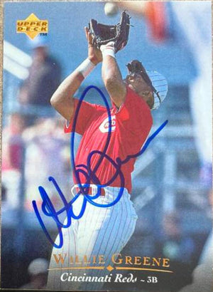 Willie Greene Signed 1995 Upper Deck Baseball Card - Cincinnati Reds