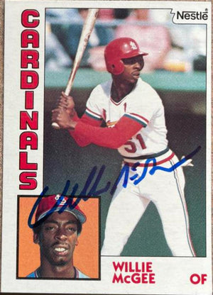 Willie McGee Signed 1984 Nestle Baseball Card - St Louis Cardinals