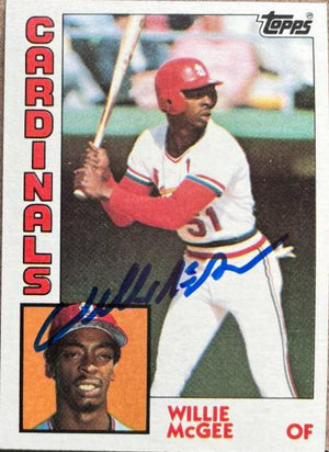 Willie McGee Signed 1984 Topps Baseball Card - St Louis Cardinals