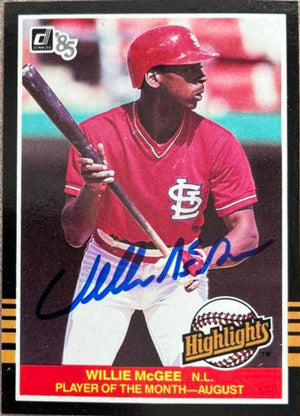 Willie McGee Signed 1985 Donruss Highlights Baseball Card - St Louis Cardinals #38