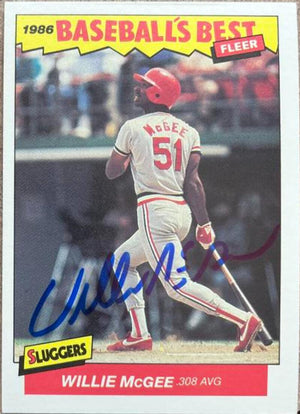 Willie McGee Signed 1986 Fleer Baseball's Best Baseball Card - St Louis Cardinals