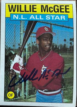 Willie McGee Signed 1986 Topps All-Star Baseball Card - St Louis Cardinals #707