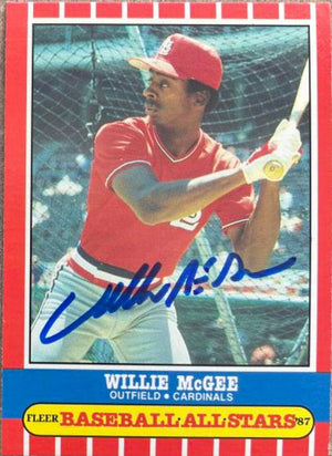 Willie McGee Signed 1986 Fleer All-Stars Baseball Card - St Louis Cardinals