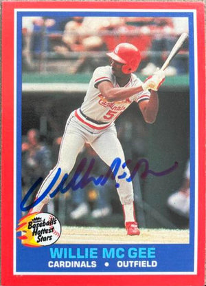Willie McGee Signed 1986 Fleer Hottest Stars Baseball Card - St Louis Cardinals