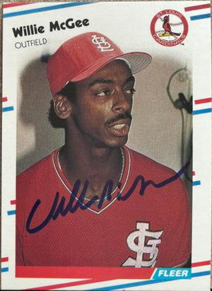 Willie McGee Signed 1988 Fleer Baseball Card - St Louis Cardinals
