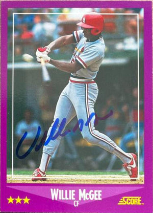 Willie McGee Signed 1988 Score Baseball Card - St Louis Cardinals