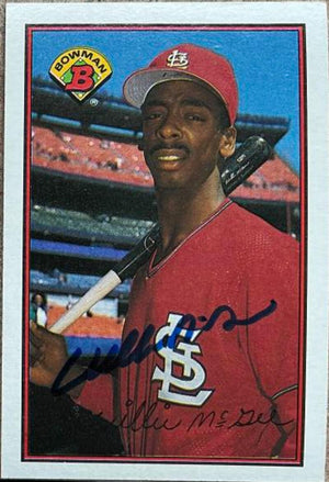 Willie McGee Signed 1989 Bowman Baseball Card - St Louis Cardinals