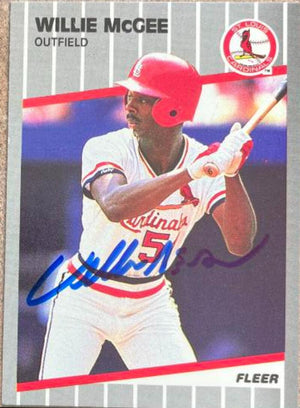 Willie McGee Signed 1989 Fleer Baseball Card - St Louis Cardinals