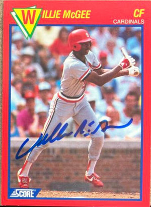 Willie McGee Signed 1989 Score Hottest Players Baseball Card - St Louis Cardinals