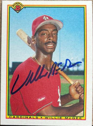 Willie McGee Signed 1990 Bowman Baseball Card - St Louis Cardinals