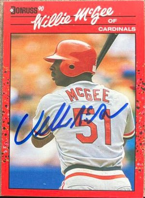 Willie McGee Signed 1990 Donruss Baseball Card - St Louis Cardinals