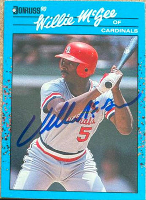 Willie McGee Signed 1990 Donruss Best of NL Baseball Card - St Louis Cardinals