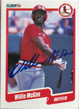 Willie McGee Signed 1990 Fleer Baseball Card - St Louis Cardinals