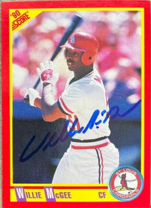 Willie McGee Signed 1990 Score Baseball Card - St Louis Cardinals
