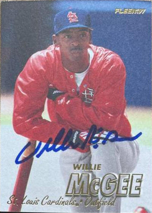 Willie McGee Signed 1997 Fleer Baseball Card - St Louis Cardinals