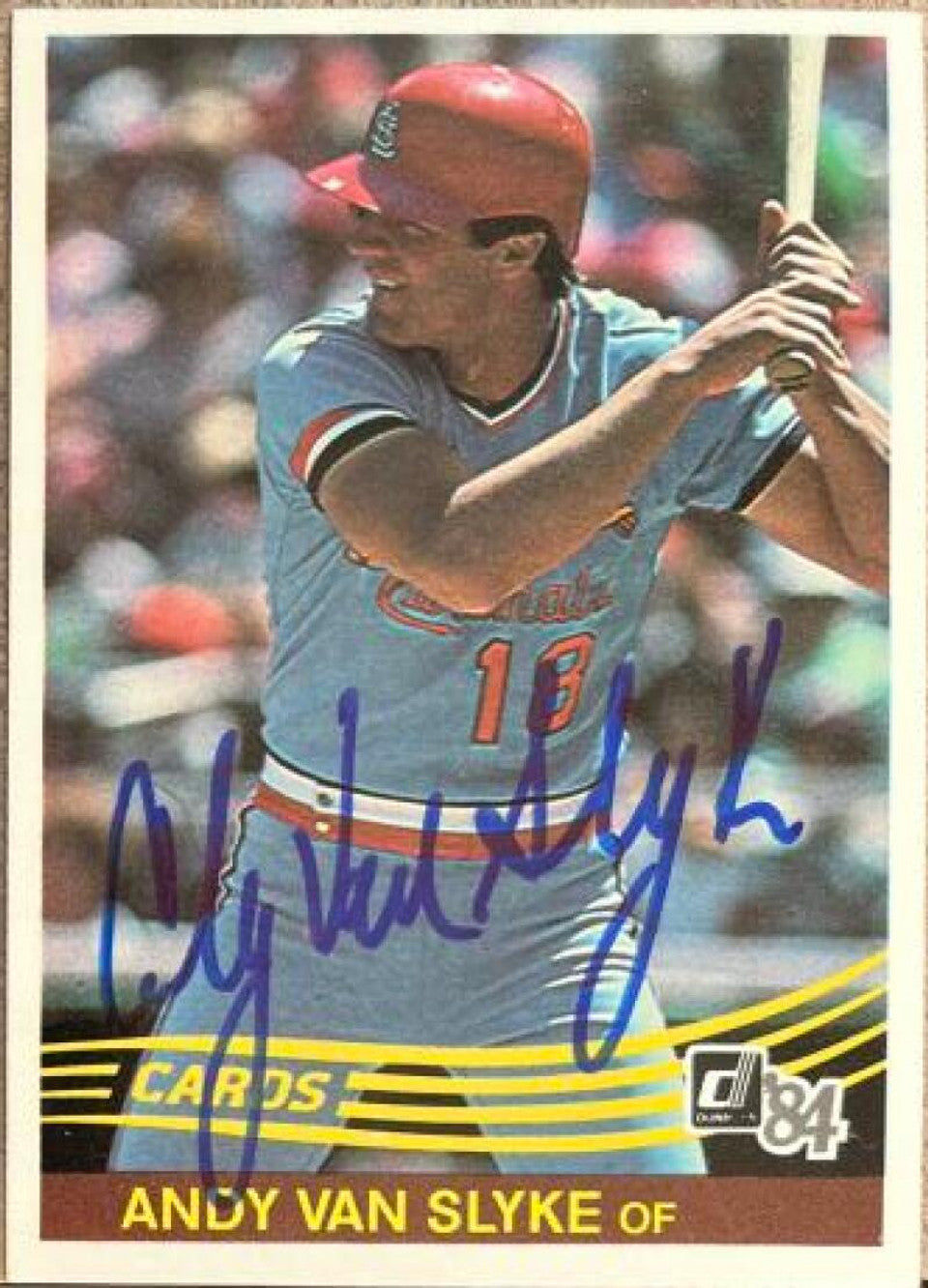 Andy Van Slyke Signed 1984 Donruss Baseball Card - St Louis Cardinals