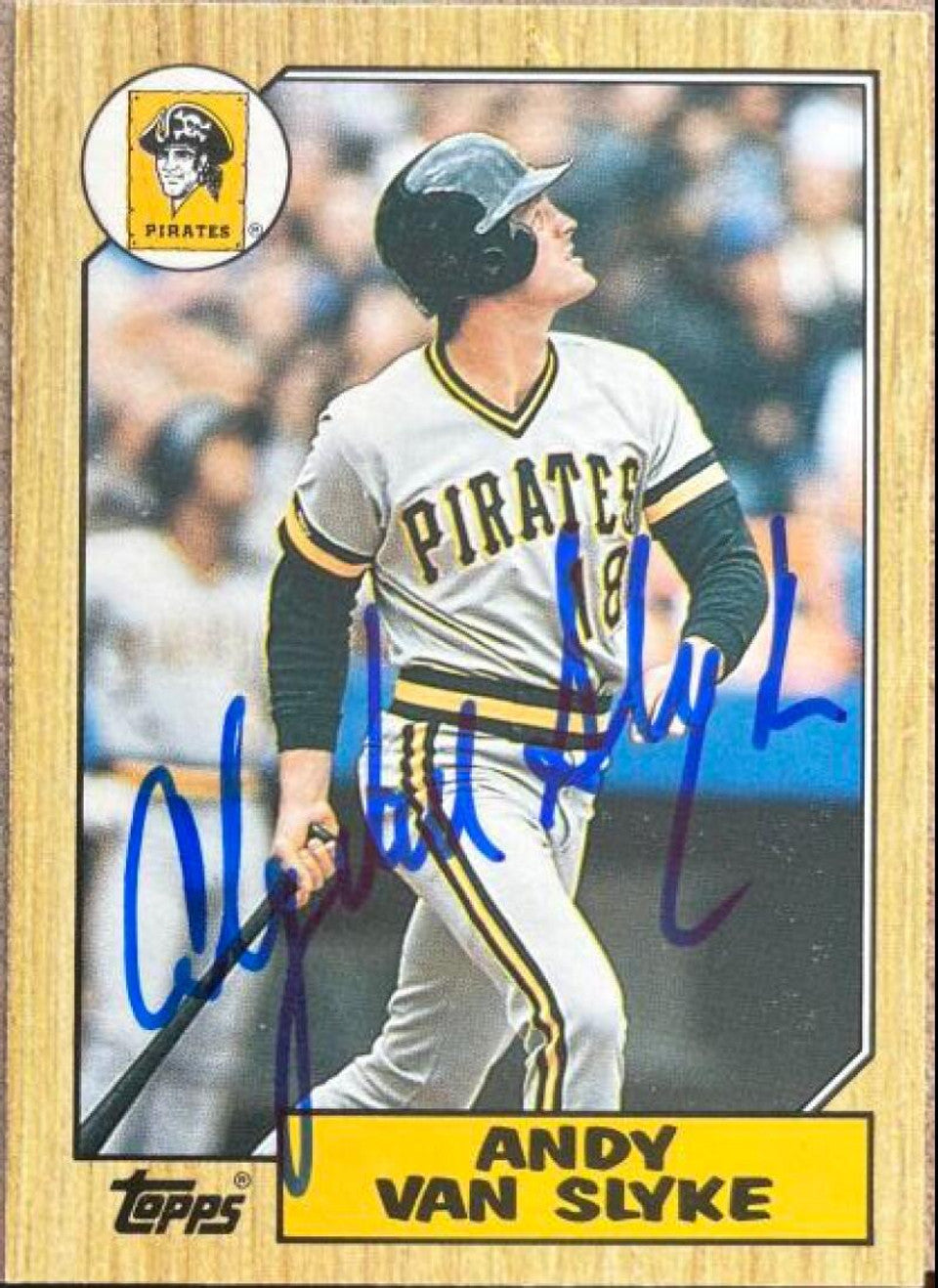 Andy Van Slyke Signed 1987 Topps Traded Baseball Card - Pittsburgh Pirates