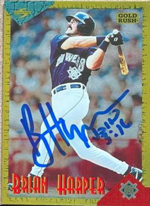 Brian Harper Signed 1994 Score Rookie & Traded Gold Rush Baseball Card - Milwaukee Brewers - PastPros