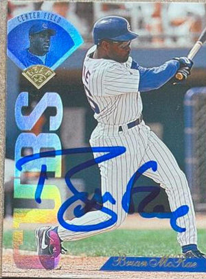 Brian McRae Signed 1995 Leaf Baseball Card - Chicago Cubs - PastPros