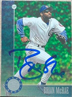 Brian McRae Signed 1996 Leaf Baseball Card - Chicago Cubs - PastPros