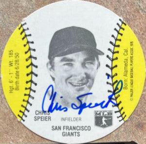 Chris Speier Signed 1977 Burger Chef Discs Baseball Card - San Francisco Giants - PastPros