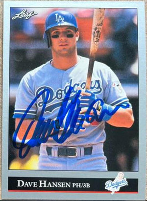 Dave Hansen Signed 1992 Leaf Baseball Card - Los Angeles Dodgers - PastPros