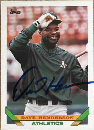 Dave Henderson Signed 1993 Topps Baseball Card - Oakland A's - PastPros