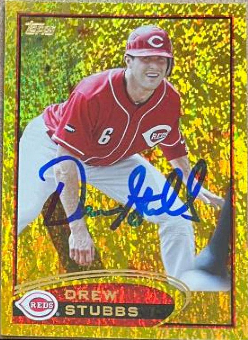 Drew Stubbs Signed 2012 Topps Gold Sparkle Baseball Card Cincinnati Reds